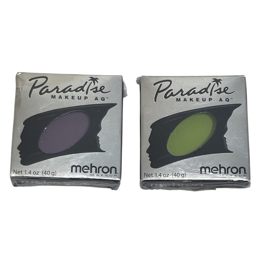 2 Mehron Makeup Paradise Makeup AQ Face & Body Paint - 1.4 oz - Mauve & Lime NEW
